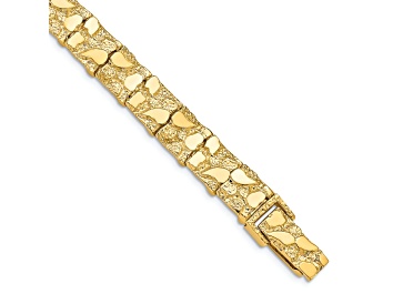 Picture of 14k Yellow Gold Polished and Textured 9.5mm Nugget Bracelet
