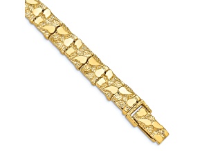 14k Yellow Gold Polished and Textured 9.5mm Nugget Bracelet