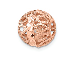 14k Rose Gold Diamond-Cut Filigree Ball Chain Slide Pendant