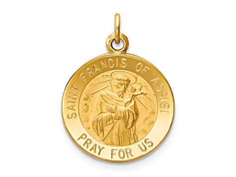 14K Yellow Gold Saint Francis of Assisi Medal Charm