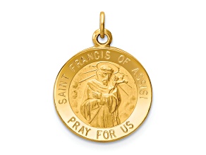 14K Yellow Gold Saint Francis of Assisi Medal Charm