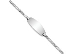 Rhodium Over 14k White Gold Oval Figaro Link ID Bracelet