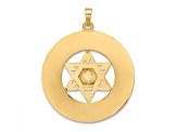 14k Two-tone Gold Textured Star and Torah Inside Frame Pendant