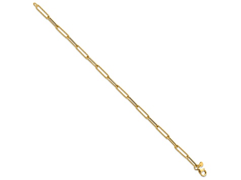 14K Yellow Gold Polished and Textured Paperclip Link Bracelet