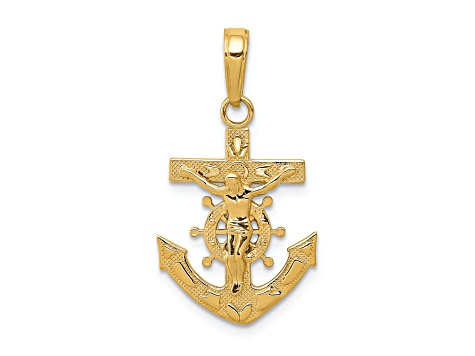 14K Yellow Gold Mariners Crucifix Pendant