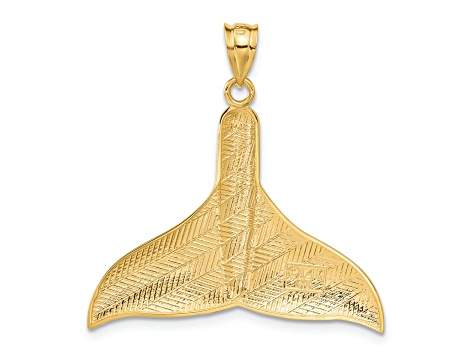 14k Yellow Gold Solid Polished Large Whale Tail Pendant