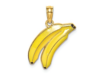 Picture of 14k Yellow Gold with Yellow Enameled 2D Bananas Charm