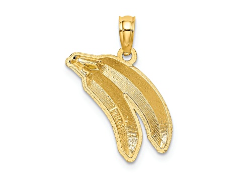 14k Yellow Gold with Yellow Enameled 2D Bananas Charm