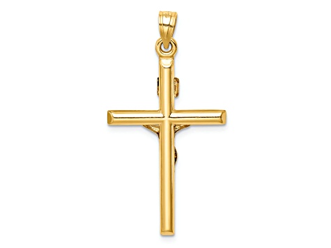 14K Yellow Gold Hollow Crucifix Pendant