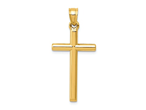 14k Yellow Gold Polished Cross Pendant