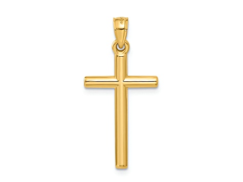 14k Yellow Gold Polished Cross Pendant