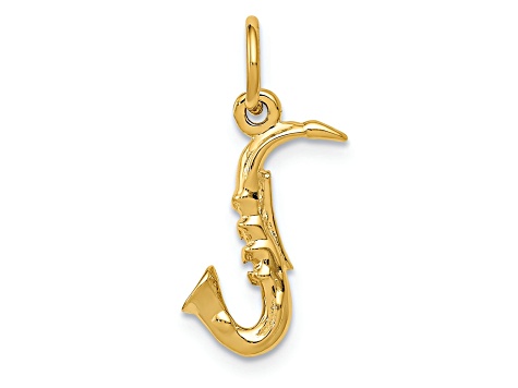 14k Yellow Gold Textured 3D Saxophone Pendant