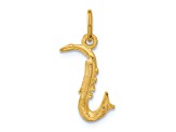 14k Yellow Gold Textured 3D Saxophone Pendant