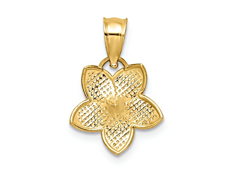 14k Yellow Gold Polished and Textured Plumeria Pendant