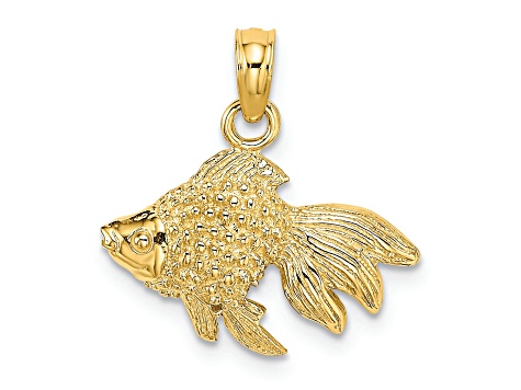 14k Yellow Gold 2D Textured Gold Fish Charm