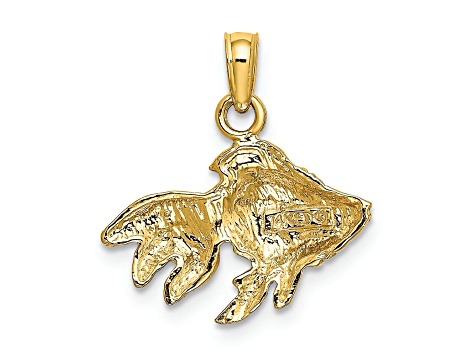 14k Yellow Gold 2D Textured Gold Fish Charm