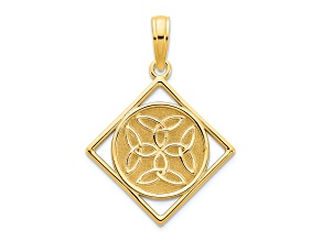 14k Yellow Gold Textured Fancy Celtic Knot Pendant
