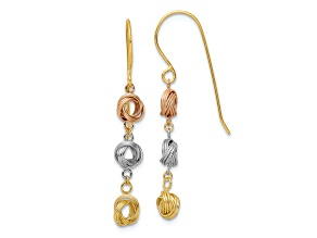14K Tri-color gold Love Knot Dangle Earrings