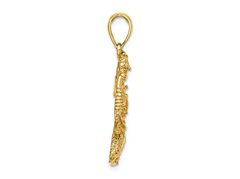 14k Yellow Gold Textured Starfish and Seahorse Charm