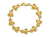 14k Yellow Gold Polished and Textured Sea Turtle Bracelet