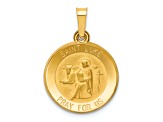 14K Yellow Gold Polished and Satin St Luke Medal Hollow Pendant