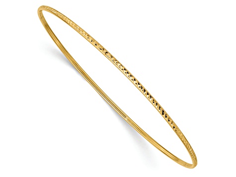 14K Yellow Gold 1.5mm Diamond-cut Slip-on Bangle Bracelet