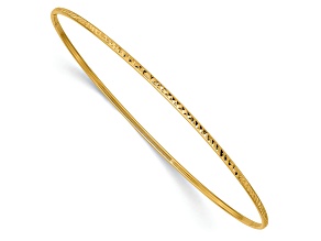 14K Yellow Gold 1.5mm Diamond-cut Slip-on Bangle Bracelet