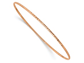 14K Rose Gold 1.5mm Diamond-cut Slip-on Bangle Bracelet