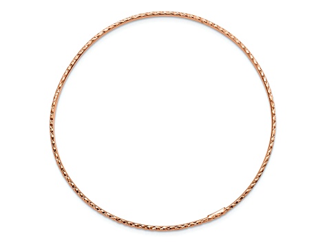 14K Rose Gold 1.5mm Diamond-cut Slip-on Bangle Bracelet