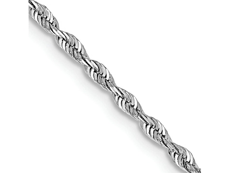 Rhodium Over 14k White Gold 1.85mm Solid Diamond-Cut Quadruple Rope 24 Inch Chain