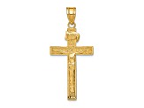 14k Yellow Gold Textured INRI Crucifix Pendant