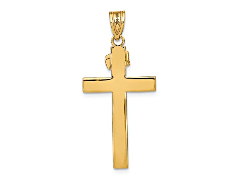 14k Yellow Gold Textured INRI Crucifix Pendant