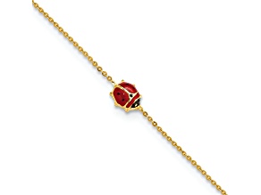 14k Yellow Gold Polished Enameled Ladybug Bracelet