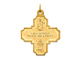 14K Yellow Gold Solid Polished and Satin Large 4-Way Medal Pendant