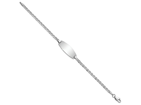 Rhodium Over 14k White Gold Oval Mariner Link ID Bracelet