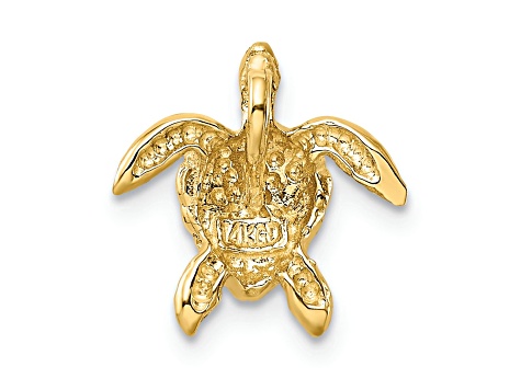 14K Yellow Gold Polished Small Sea Turtle Chain Slide Pendant