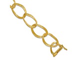 14K Yellow Gold Textured Oval Link 8 inch Bracelet