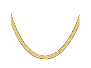 14K Yellow Gold 6.5mm Silky Herringbone Chain Necklace