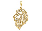 14k Yellow Gold Satin and Diamond-Cut Filigree Lions Head Pendant