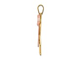 14k Yellow Gold and 14k Rose Gold Satin Large Girl with Bow on Right Charm
