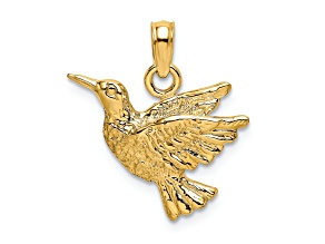 10K Yellow Gold Textured Hummingbird Charm