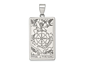 Sterling Silver Wheel of Fortune Tarot Card Pendant