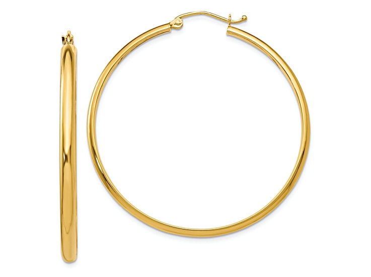 14k Yellow Gold 1 11/16" Polished Hoop Earrings