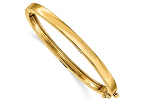 14k Yellow Gold 5.3mm Polished Solid Hinged Bangle Bracelet