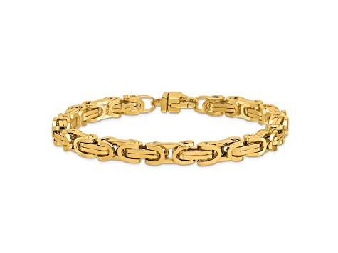 14K Yellow Gold 7mm Fancy Link 9 Inch Bracelet - 1C64NA | JTV