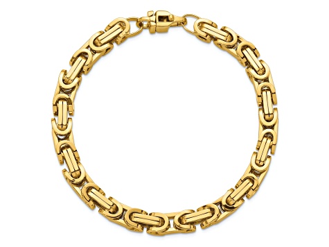 14K Yellow Gold 7mm Fancy Link 9 Inch Bracelet - 1C64NA | JTV
