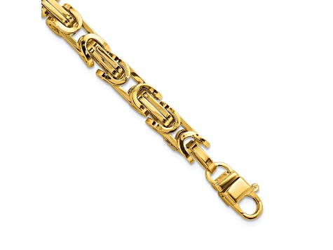 14K Yellow Gold 7mm Fancy Link 9 Inch Bracelet - 1C64NA | JTV