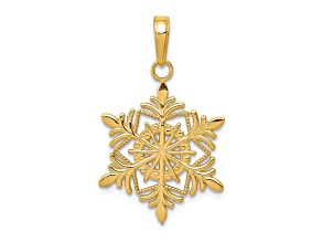 10K Yellow Gold Textured Snowflake Pendant