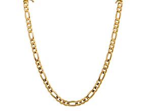 14k Yellow Gold 7.5mm Solid Concave Open Figaro 28 Inch Chain