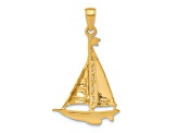 14k Yellow Gold Polished Sailboat Pendant